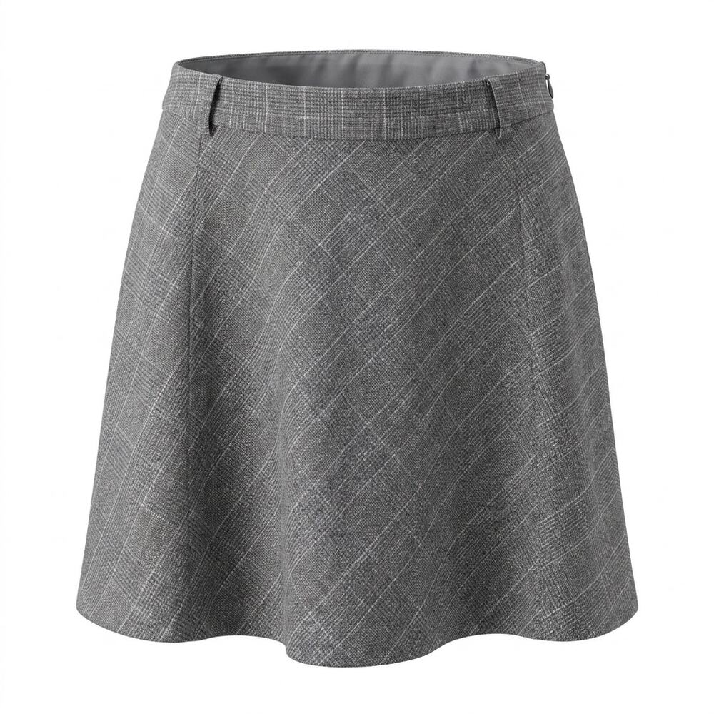 Loft Outlet Gray Plaid A-Line Lined Stretch Skirt Women Size 14